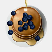 Funny Blueberry Pancakes with Syrup Pun Christmas  Ceramic Ornament