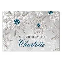 silver snowflakes winter bridal shower recipe card