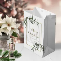 Elegant Chic Christmas Gold Foil Greenery Medium Gift Bag