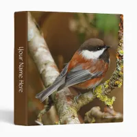 Cute Chestnut-Backed Chickadee on the Pear Tree 3 Ring Binder
