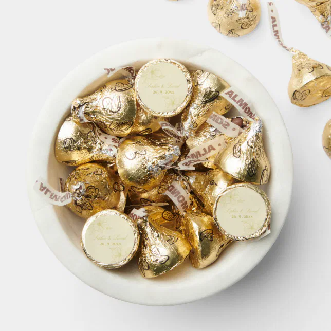 Elegant Golden Floral Wedding Sugar Cookies Hershey®'s Kisses®