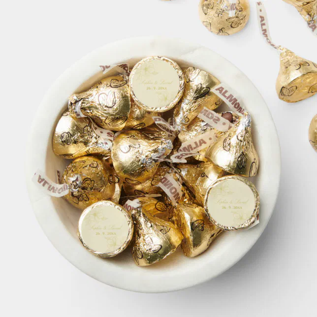 Elegant Golden Floral Wedding Sugar Cookies Hershey&#174;'s Kisses&#174;