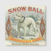 Vintage Snow Ball Dog Magnet