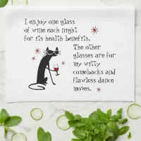 Witty Comebacks Wine Quote Black Cat Kitchen Towel