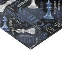 Chess Terms and Pieces Silver and Blue ID784 Tissue Paper