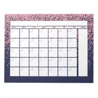 Navy Blue Blush Pink Glitter Monthly Calendar Notepad