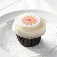 12-Petal Peach Flower Edible Frosting Rounds