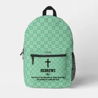 Mint Green Pattern Bible Chapter Verse Christian Printed Backpack