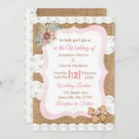 Lace and Burlap Floral Wedding Invitation