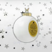 Simple Black on Gold Merry Christmas |  Ceramic Ball Christmas Ornament