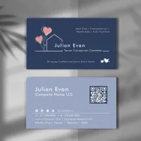 Heartwarming House Navy blue Caregiver Services  Business Card