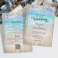 Rustic Ocean Beach Wedding QR Code All in one Invitation