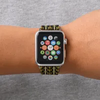 Elegant art deco pattern in black and gold apple watch band