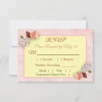 Burgundy Blush Pink Rose Gold Wedding RSVP card