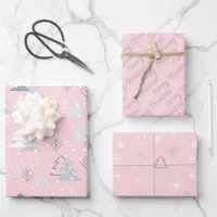 Chic Modern Pink Minimalist Scandi Christmas  Wrapping Paper Sheets