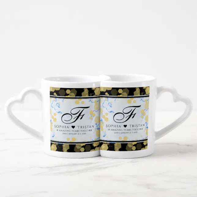 Elegant 18th Porcelain Wedding Anniversary Coffee Mug Set