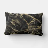 Abstract Gold and Black Marble Lumbar Pillow