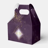 Fine Lines Gold Abstract Wedding V3 Plum ID867 Favor Boxes