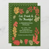 Friendsgiving Potluck Green Thanksgiving Invite
