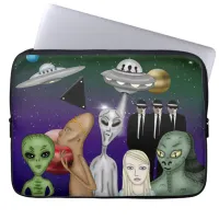 Different Alien Species, UFO, Planets Artwork  Laptop Sleeve