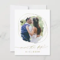 Wedding Photo Geometric Greenery Watercolor Save The Date