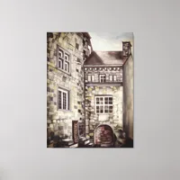 Ancient French Castle Provenance in Watercolor Canvas Print