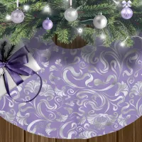 Damask Floral Shimmer Silver Any Background ID461 Brushed Polyester Tree Skirt