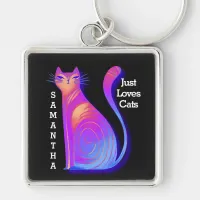 Your Name Just Love Cats Cute Cat Quote Keychain