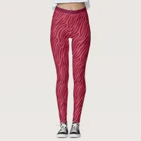 Two Tone Red Tiger Stripe Pattern Gym Fitness Leggings