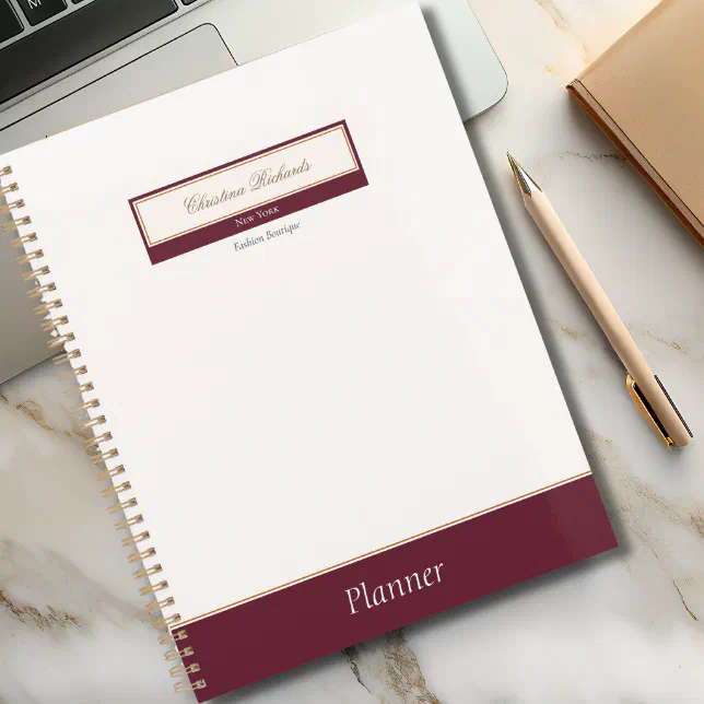 Classy Burgundy Ivory Business Planner