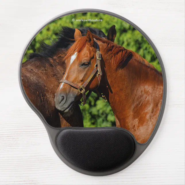Two Beautiful Chestnut Horses in the Sun Gel Mouse Pad