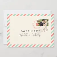 Vintage Airmail Wedding Save the Date photo