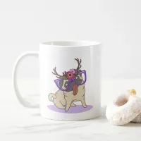 Cute Hipster Boho Floral Hippie Pug in Glasses Coffee Mug