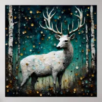 Beautiful White Deer Poster