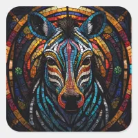 Vibrant Mosaic Zebra Square Sticker