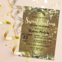 Gold Stars Glitter and Lights Sweet 16 Birthday  Invitation