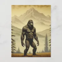 Vintage Bigfoot in the Mountains and Pines Postcard