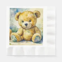 Watercolor Illustration Teddy Bear Baby Shower Napkins