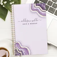 Purple Glitter Agate Personalized Business Planner