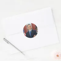President Barack Obama 2nd Term Official Portrait Classic Round Sticker