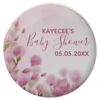 Personalized Pink Flowers Floral Baby Shower Round Chocolate Covered Oreo