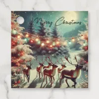 Vintage Reindeers and Christmas Lights   Favor Tags