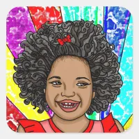 Happy Curls | Adorable Smiling Girl  Square Sticker