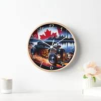 Classic hot rod racing by the Canadian skyline Clock