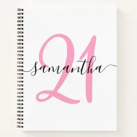 Personalized Pink 21st Birthday Guestbook Notebook