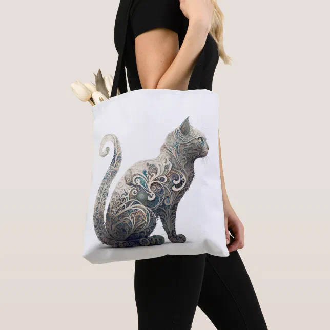 Paisley Profile Cat Tote Bag