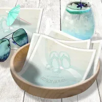 Beach House Sunglasses Flip Flops Aqua Blue ID623 Napkins
