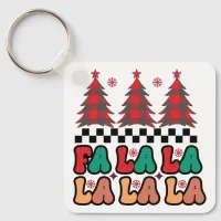 Fa la la la Retro Groovy Christmas Holidays Keychain