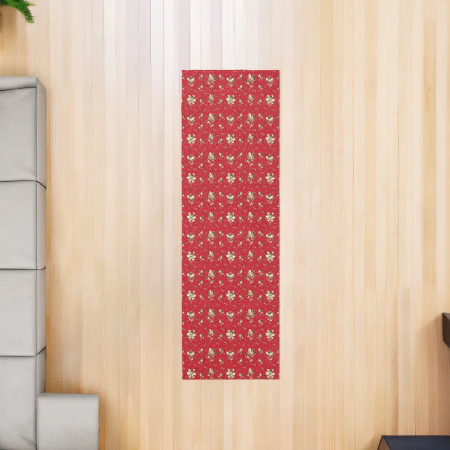 Red And Gold Floral Pattern Hallway Runner