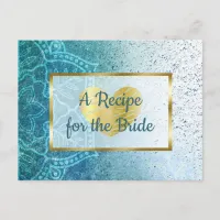 Blue Mandala & Gold wedding Recipe Card